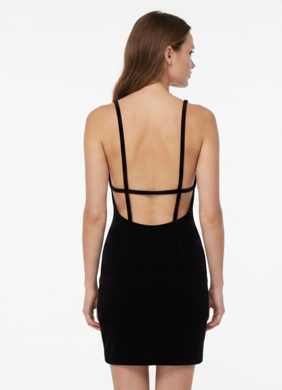 American Apparel Velour Open‑Back Mini Dress